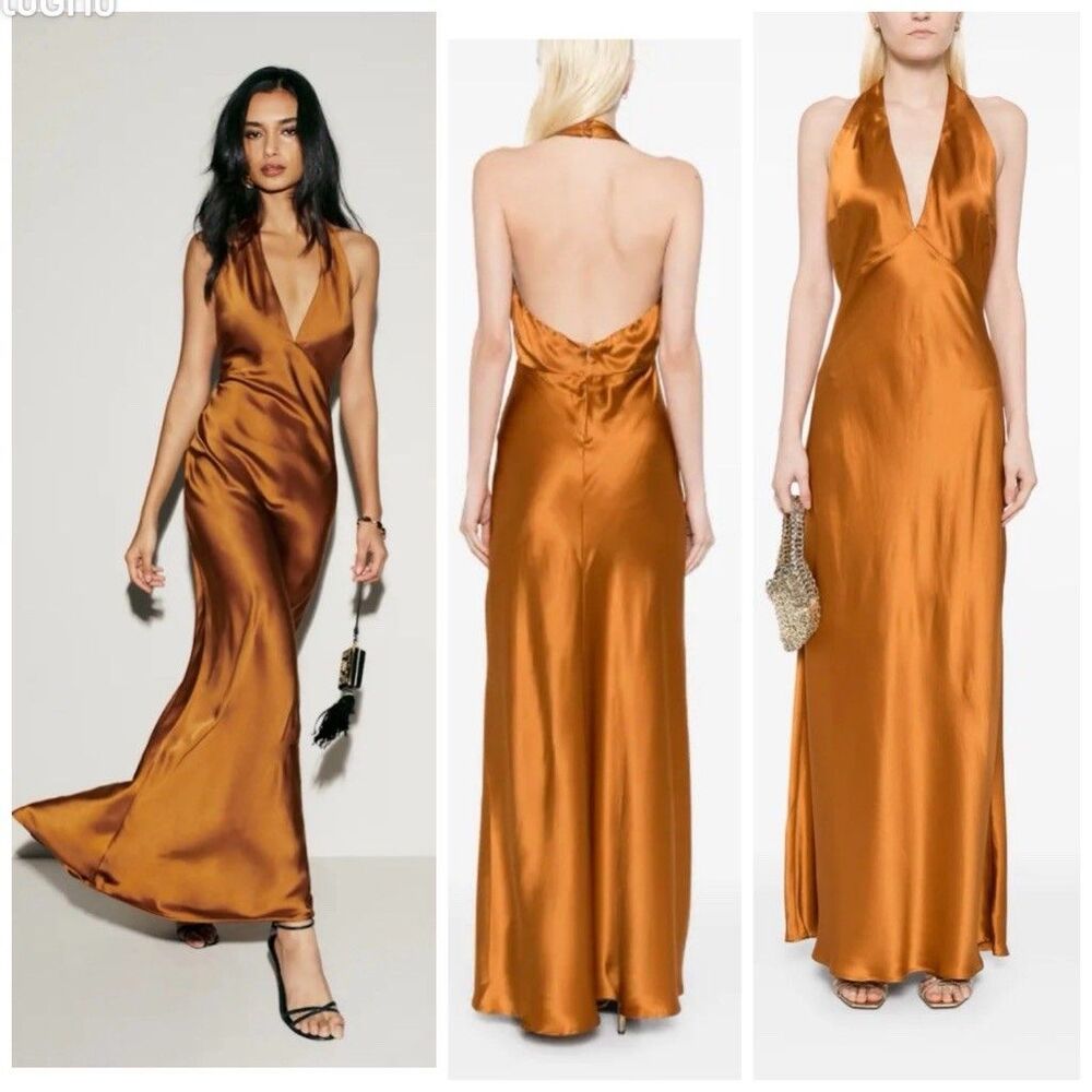 Reformation Daniela Silk Women’s Maxi Gown Dress Copper Gold size 6 Wedding NWT